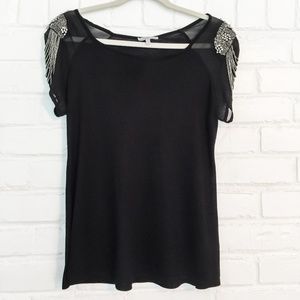 Charlotte Russe Black Short Sleeve Shirt Size S